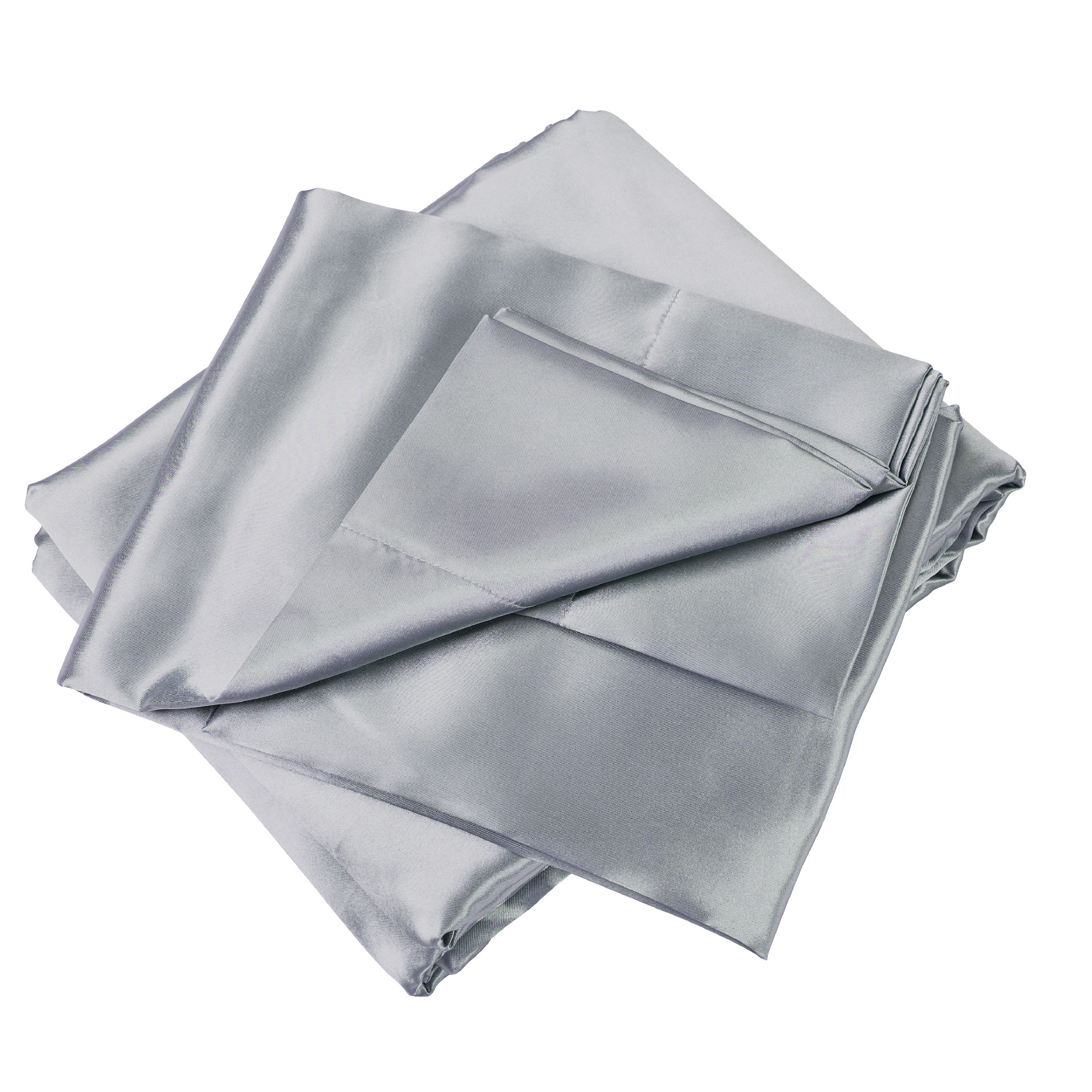 Satin Bed Sheets, Twin Size Sheets Set, 3 Pcs Silky Bedding Set With 15 Inches Deep Pocket For Mattress (Twin, Grey)_voghion.com